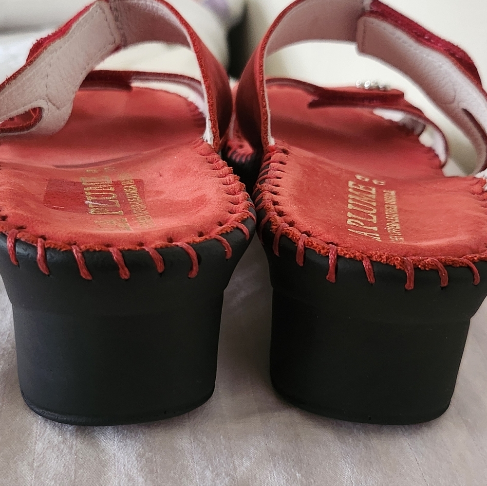 La Plume Charese Double Straps Red Nubuck Leather Sandals Made in Italy Size 38 - Picture 8 of 15